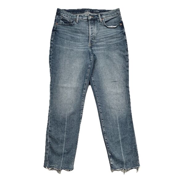 Old Navy OG Straight Button Fly Jeans 12 (31x26.5) Blue Tapered Ankle Womens - Picture 1 of 12